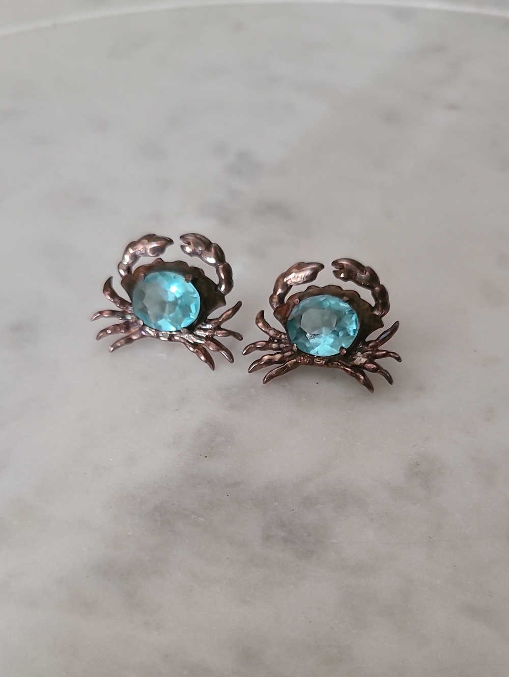 1940s Sterling Crab Screw Back Earrings